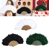 Maxbell Wedding Bride Feather Fan Handheld Decorative for Tea Dancing White