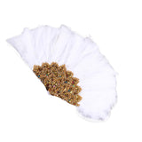 Maxbell Wedding Bride Feather Fan Handheld Decorative for Tea Dancing White