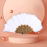 Maxbell Wedding Bride Feather Fan Handheld Decorative for Tea Dancing White