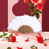 Maxbell Wedding Bride Feather Fan Handheld Decorative for Tea Dancing White