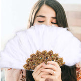 Maxbell Wedding Bride Feather Fan Handheld Decorative for Tea Dancing White