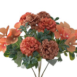 Maxbell Silk Hydrangea Flowers Bouquet for Living Room Meeting Room Decor Orange