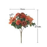 Maxbell Silk Hydrangea Flowers Bouquet for Living Room Meeting Room Decor Orange