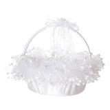 Maxbell Flower Girl Basket Bowknot Flower Candy Baskets 8'' x 8'' Decor for Holiday White