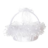 Maxbell Flower Girl Basket Bowknot Flower Candy Baskets 8'' x 8'' Decor for Holiday White