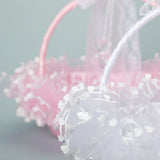 Maxbell Flower Girl Basket Bowknot Flower Candy Baskets 8'' x 8'' Decor for Holiday White