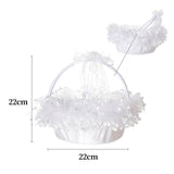 Maxbell Flower Girl Basket Bowknot Flower Candy Baskets 8'' x 8'' Decor for Holiday White