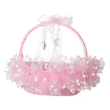 Maxbell Flower Girl Basket Bowknot Flower Candy Baskets 8'' x 8'' Decor for Holiday Pink