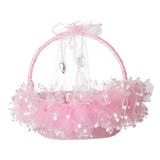 Maxbell Flower Girl Basket Bowknot Flower Candy Baskets 8'' x 8'' Decor for Holiday Pink