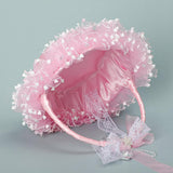 Maxbell Flower Girl Basket Bowknot Flower Candy Baskets 8'' x 8'' Decor for Holiday Pink