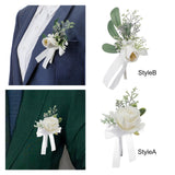 Maxbell Chest Corsage Formal Suit Accessories Boutonniere for Bridal Wedding StyleA