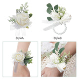 Maxbell Wrist Corsage Ribbon Bracelet Hand Flowers for Bridesmaid Bridal StyleA