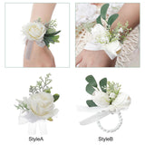 Maxbell Wrist Corsage Ribbon Bracelet Hand Flowers for Bridesmaid Bridal StyleA