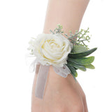 Maxbell Wrist Corsage Ribbon Bracelet Hand Flowers for Bridesmaid Bridal StyleA