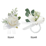 Maxbell Wrist Corsage Ribbon Bracelet Hand Flowers for Bridesmaid Bridal StyleA