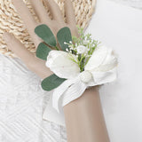 Maxbell Wrist Corsage Ribbon Bracelet Hand Flowers for Bridesmaid Bridal StyleB