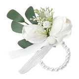 Maxbell Wrist Corsage Ribbon Bracelet Hand Flowers for Bridesmaid Bridal StyleB