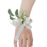 Maxbell Wrist Corsage Ribbon Bracelet Hand Flowers for Bridesmaid Bridal StyleB