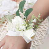 Maxbell Wrist Corsage Ribbon Bracelet Hand Flowers for Bridesmaid Bridal StyleB