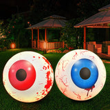 Maxbell Halloween Inflatable Eyeball Scary Eye Balls Toys for Garden Party Decor Blue and Red 1Pair