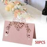 Maxbell 50 Pieces Heart Shape Paper Place Cards Elegant for Events Dinner Engagement Pink