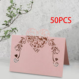 Maxbell 50 Pieces Heart Shape Paper Place Cards Elegant for Events Dinner Engagement Pink