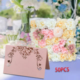Maxbell 50 Pieces Heart Shape Paper Place Cards Elegant for Events Dinner Engagement Pink