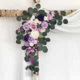 Maxbell Rustic Artificial Flower Swag Handmade Hanging for Parties Arbor Ornament Purple