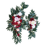 Maxbell Rustic Artificial Flower Swag Handmade Hanging for Parties Arbor Ornament Red