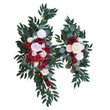 Maxbell Rustic Artificial Flower Swag Handmade Hanging for Parties Arbor Ornament Red