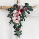 Maxbell Rustic Artificial Flower Swag Handmade Hanging for Parties Arbor Ornament Pink