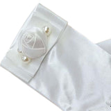 Maxbell 2Pcs Wrist Length Gloves Glossy Stretchable Elegant for Formal Occasion White