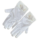 Maxbell 2Pcs Wrist Length Gloves Glossy Stretchable Elegant for Formal Occasion White