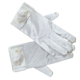 Maxbell 2Pcs Wrist Length Gloves Glossy Stretchable Elegant for Formal Occasion White