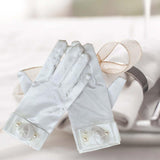 Maxbell 2Pcs Wrist Length Gloves Glossy Stretchable Elegant for Formal Occasion White