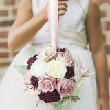Maxbell Bridal Bouquet Handmade Silk Flower for Home Décor Valentine'S Day Church