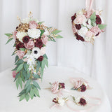 Maxbell Bridal Bouquet Handmade Silk Flower for Home Décor Valentine'S Day Church