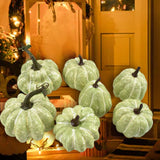 Maxbell Foam Pumpkins DIY Decoration Simulation Halloween for Dining Table 7pcs Light Green