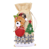 Maxbell Christmas Bottle Gift Bags Washable Reusable for Housewarming Gift Home Bear