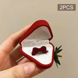 Maxbell Creative Rings Storage Case with Rings for Ceremony Proposal  2PCS