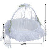 Maxbell Wedding Flower Basket Flower Bowknot Handles for Banquet Holiday Events White