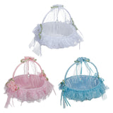 Maxbell Wedding Flower Basket Flower Bowknot Handles for Banquet Holiday Events White