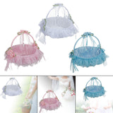 Maxbell Wedding Flower Basket Flower Bowknot Handles for Banquet Holiday Events White