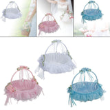 Maxbell Wedding Flower Basket Flower Bowknot Handles for Banquet Holiday Events White