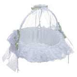 Maxbell Wedding Flower Basket Flower Bowknot Handles for Banquet Holiday Events White
