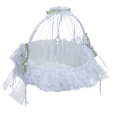 Maxbell Wedding Flower Basket Flower Bowknot Handles for Banquet Holiday Events White