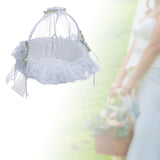Maxbell Wedding Flower Basket Flower Bowknot Handles for Banquet Holiday Events White