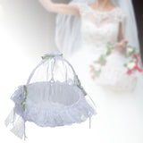 Maxbell Wedding Flower Basket Flower Bowknot Handles for Banquet Holiday Events White