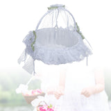 Maxbell Wedding Flower Basket Flower Bowknot Handles for Banquet Holiday Events White