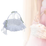 Maxbell Wedding Flower Basket Flower Bowknot Handles for Banquet Holiday Events White